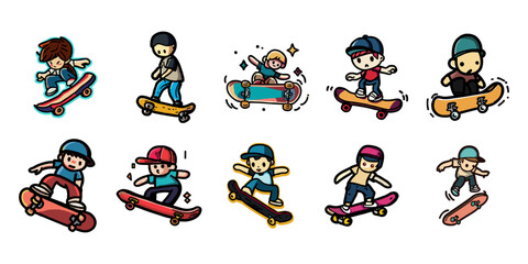 Skateboarding vector set collection graphic clipart design