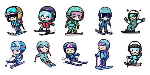 skiing vector set collection graphic clipart design