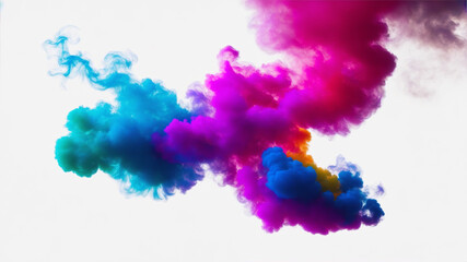 Fototapeta na wymiar Colorful smoke on white background, vivid colored smoke, generative ai