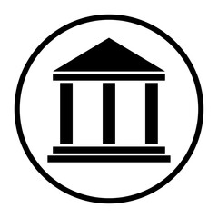 Building university architecture icon, museum roman symbol, flat design vector illustration