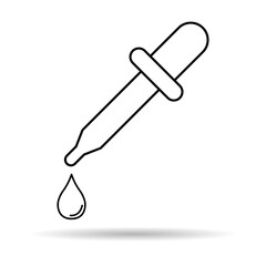 Dropper liquid shadow icon, medicine health tool web symbol, test fluid design vector illustration