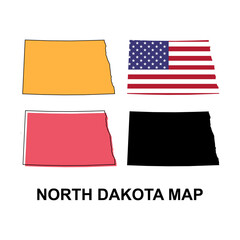 Set of North Dakota map, united states of america. Flat concept icon vector illustration