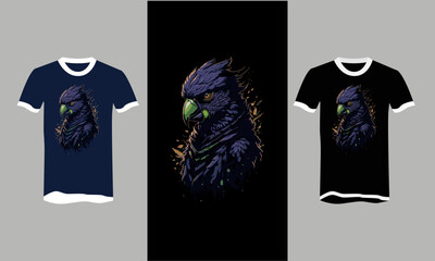 T-shirt design template of Colorful parrot pop art vector illustration