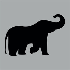 Icon of a walking elephant on a gray background. Vector
