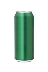 Green 500ml and aluminium can, isolated on a transparent background