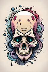 Cartoon skull. AI generated illustration