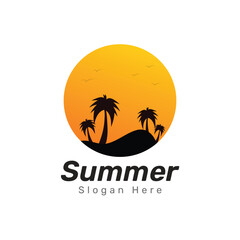 Summer logo design vector template
