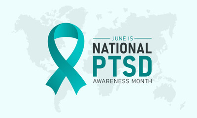 Fototapeta PTSD awareness month is observed every year in june. june is national PTSD awareness month. Vector template for banner, greeting card, poster with background. Vector illustration. obraz