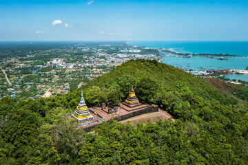 The Two Stupas on Khai Muang Hill (Black and white pagoda or TWO BROTHERS PAGODA). Songkhla ancient...
