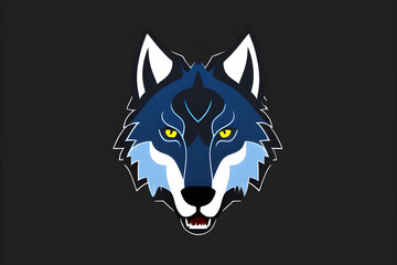 ai-generated, illustration, fictional blue wolf sports logo 