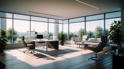 Modern Office with Expansive Glass Windows