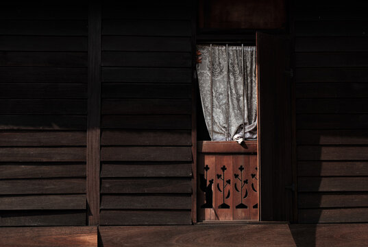 traditional malay wooden house window