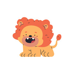 Cute lion vector cartoon character isolated on a white background.