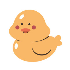 Obraz premium Cute yellow bathroom duck vector cartoon character isolated on a white background.