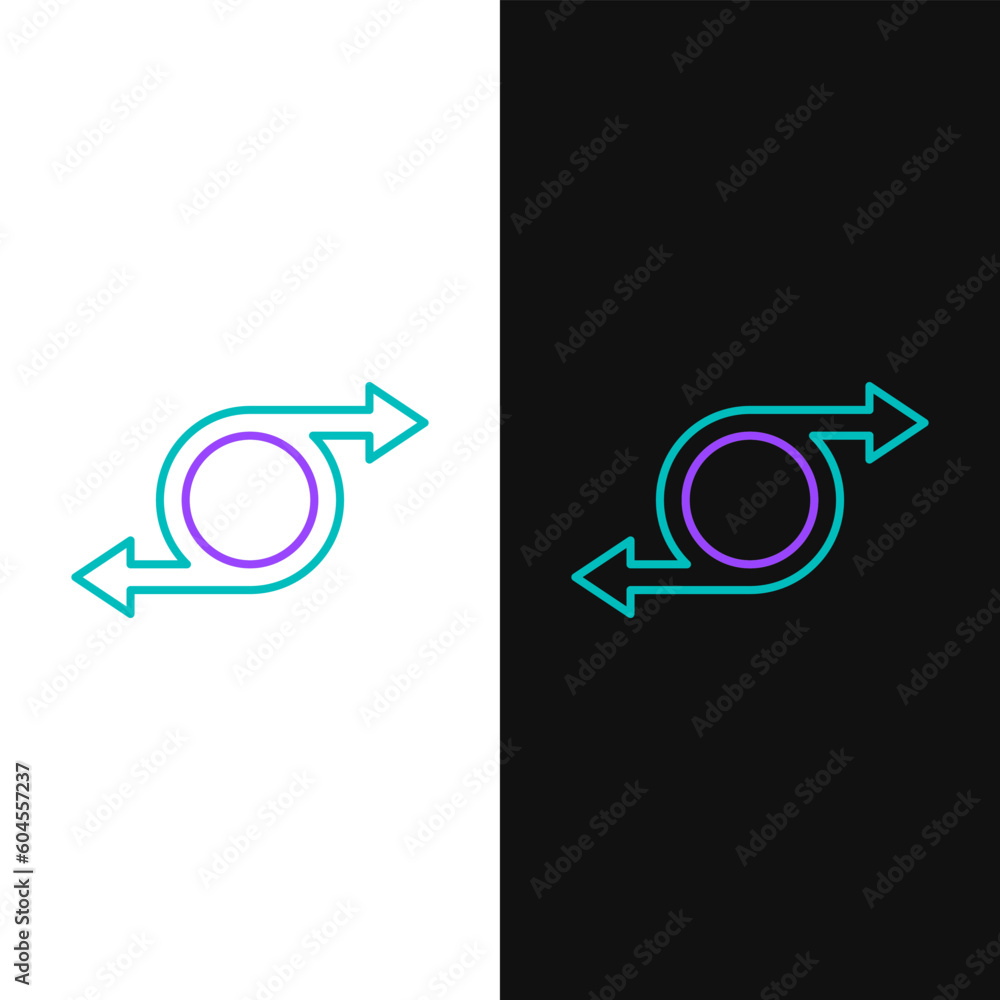 Aufkleber line arrow icon isolated on white and black background. direction arrowhead symbol. navigation point