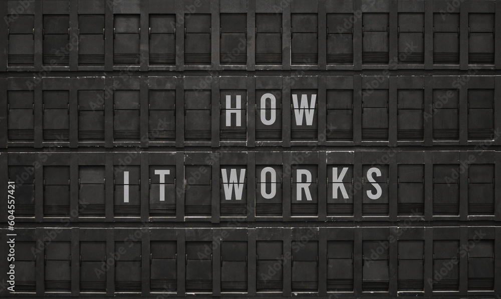 Poster flip board with text how it works