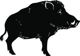 Wild Boar Silhouette Side View Illustration