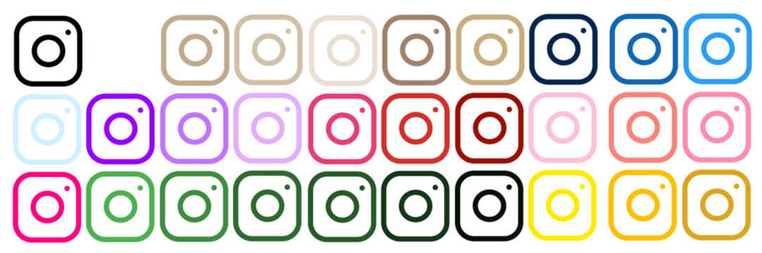 Instagram app PNG icon set ,multicolored icon collection | Aesthetic black,white,blue,brown,beige,cream,light,dark,red,pastel,pink,purple,violet,rose,yellow,golden,green SVG VECTOR PNG TRANSPARENT 