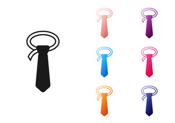 Black Tie icon isolated on white background. Necktie and neckcloth symbol. Set icons colorful. Vector