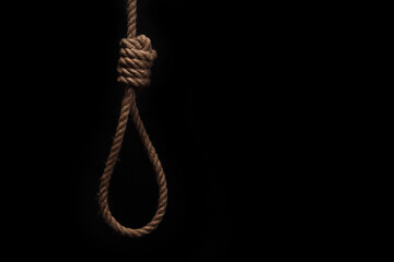 Lynch rope loop or rope noose on black background