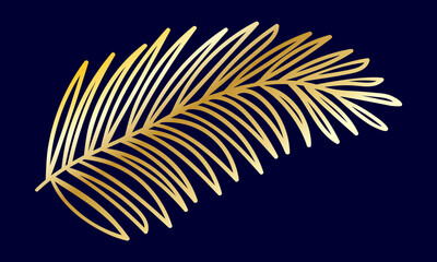 Golden doodle palm leaf. Design element