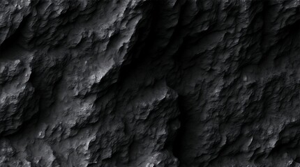 Black white stone background. Dark gray grunge banner. Mountain texture. Close-up. Volumetric. Rock background with space for design. Detail. Generative ai - obrazy, fototapety, plakaty