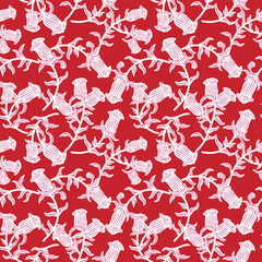 Red Oriental Floral Seamless Pattern Design Background