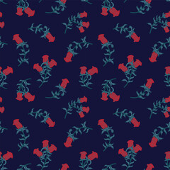 Red Oriental Floral Seamless Pattern Design Background