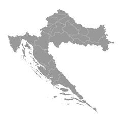 Croatia gray map with counties. Vector illustration.
