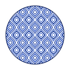 Porcelain plate with traditional blue on white design in Asian style. design pattern for background, plate, dish, bowl, lid, tray, salver, vector illustration art embroidery. curve diamond plate.