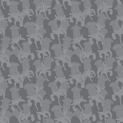Monochrome Oriental Floral Seamless Pattern Design Background