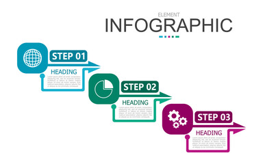 vector infographic square sign with arrow lines and step sign elements template block. used for process diagram, presentation, working flow, information layout, banner, chart, and graph.