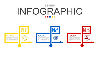 vector infographic arrow line crossing square elements template block. used for process diagram, presentation, working flow, information layout, banner, chart, and graph.