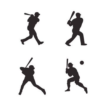 Celebrating Baseball Player Silhouette Clip Art