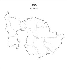 Vector Map of the Canton of Zug with the Administrative Borders of Municipalities (Gemeinde) as of 2023 - Switzerland (Schweiz)
