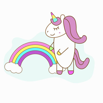 pony with a rainbow cartoon vector illustration