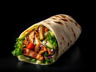 The Doner kebab (shawarma) with meat and sauce. Generative AI
