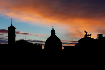 Rome city skyline at sunset