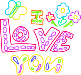 Neon I love You Flowers Night Illumination