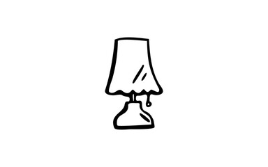 NIGHT LAMP Doodle art illustration with black and white style.