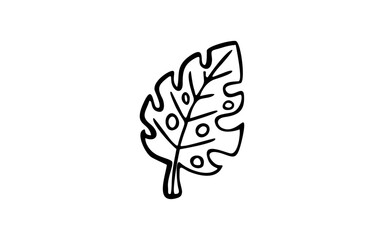 LEAF Doodle art illustration with black and white style.