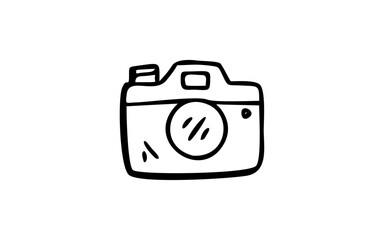 CAMERA Doodle art illustration with black and white style.