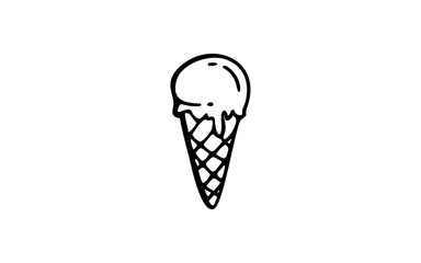 ICE CREAM Doodle art illustration with black and white style.