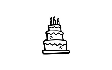CAKE Doodle art illustration with black and white style.