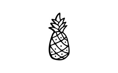 PINEAPPLE Doodle art illustration with black and white style.