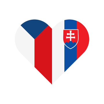 unity concept. heart shape icon of czech republic and slovakia flags. vector illustration isolated on white background