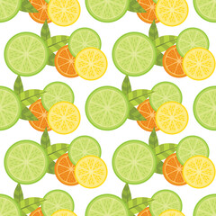 Orange, Lemon and Lime Slice Seamless Surface Pattern Design