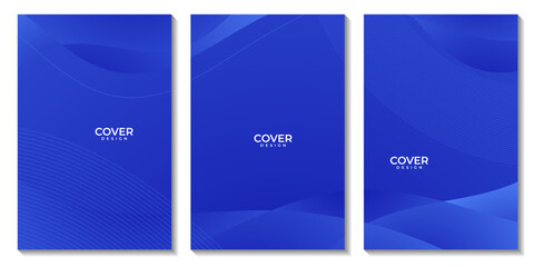 set of flyers blue wave background for business