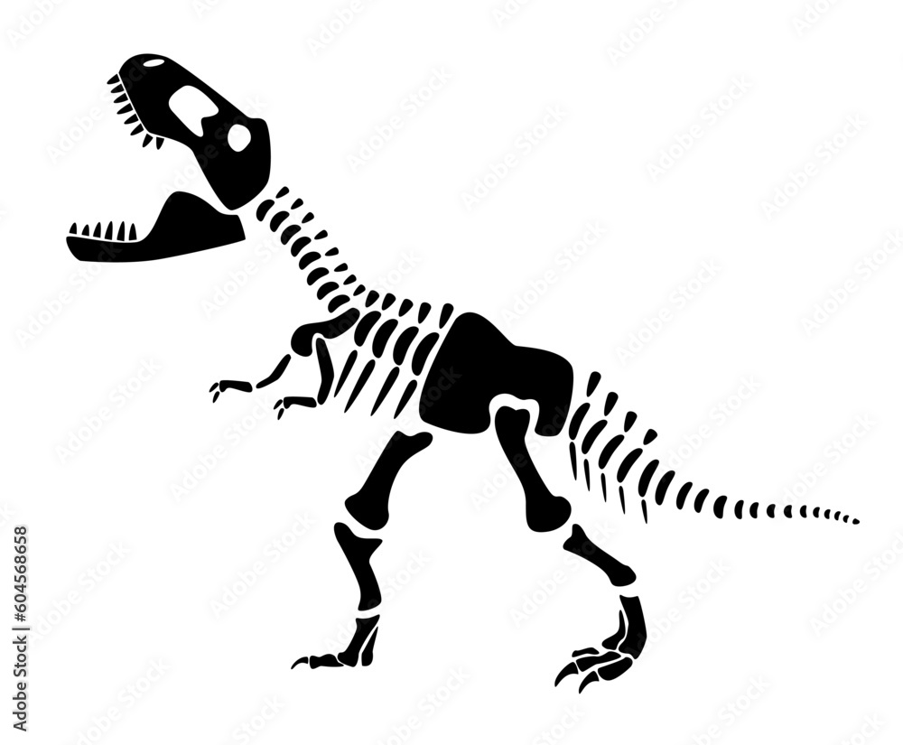 Wall mural tyrannosaurus rex skeleton . silhouette dinosaurs . side view . vector .