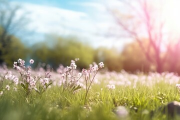 Beautiful spring nature background nature with blooming plants in close up. genart